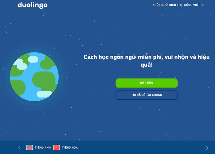 Duolingo có giao diện bằng tiếng Việt giúp người dùng dễ dàng hơn